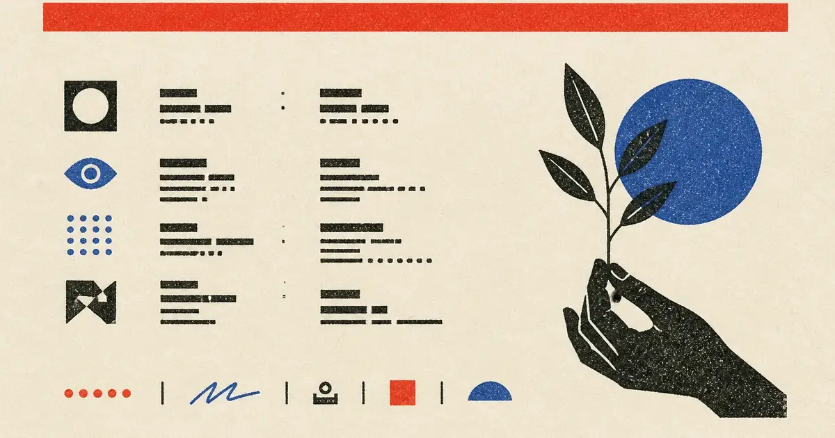 Colophon block of black type-masses on off-white stock