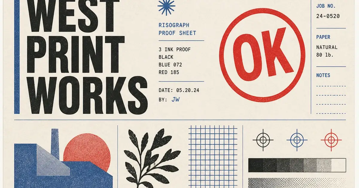 Pull of a proof sheet with a red OK stamp block