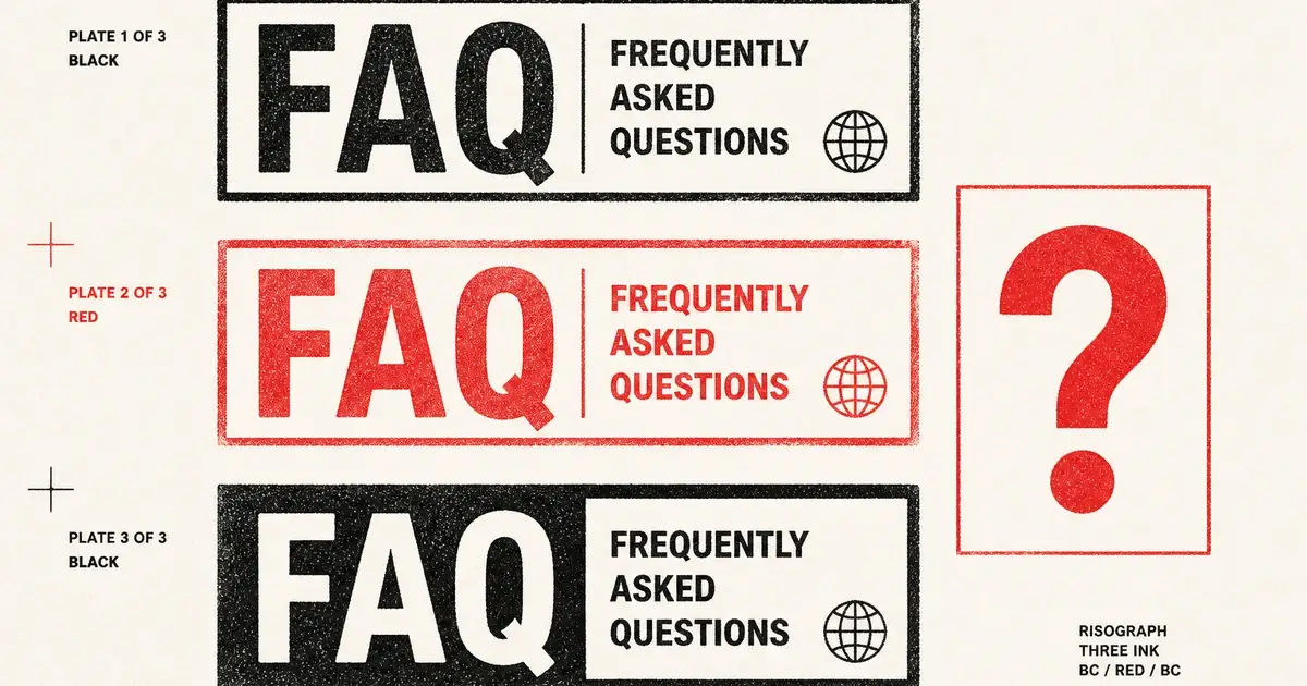 FAQ stamp plates stacked on a sparse press sheet