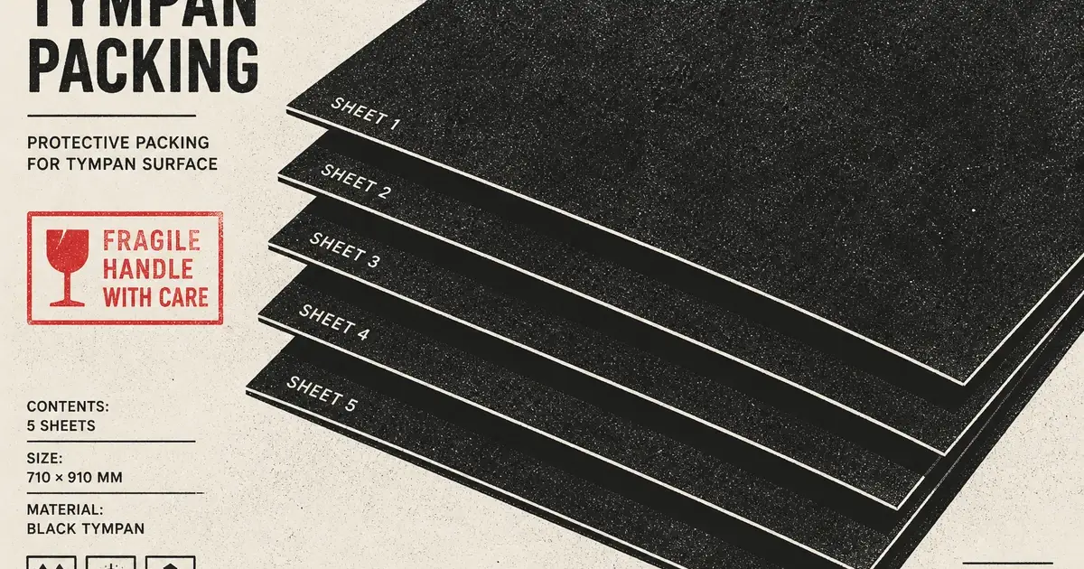 Tympan packing as layered black sheets on off-white