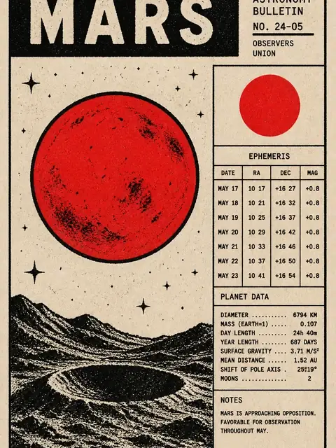 Mars Market three-ink stamp plate on grainy press paper